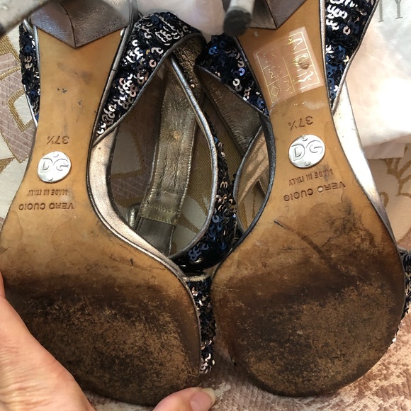 Dolce & Gabanna Black Stiletto Heels with Crystal Embellishments - Picture 8 of 10